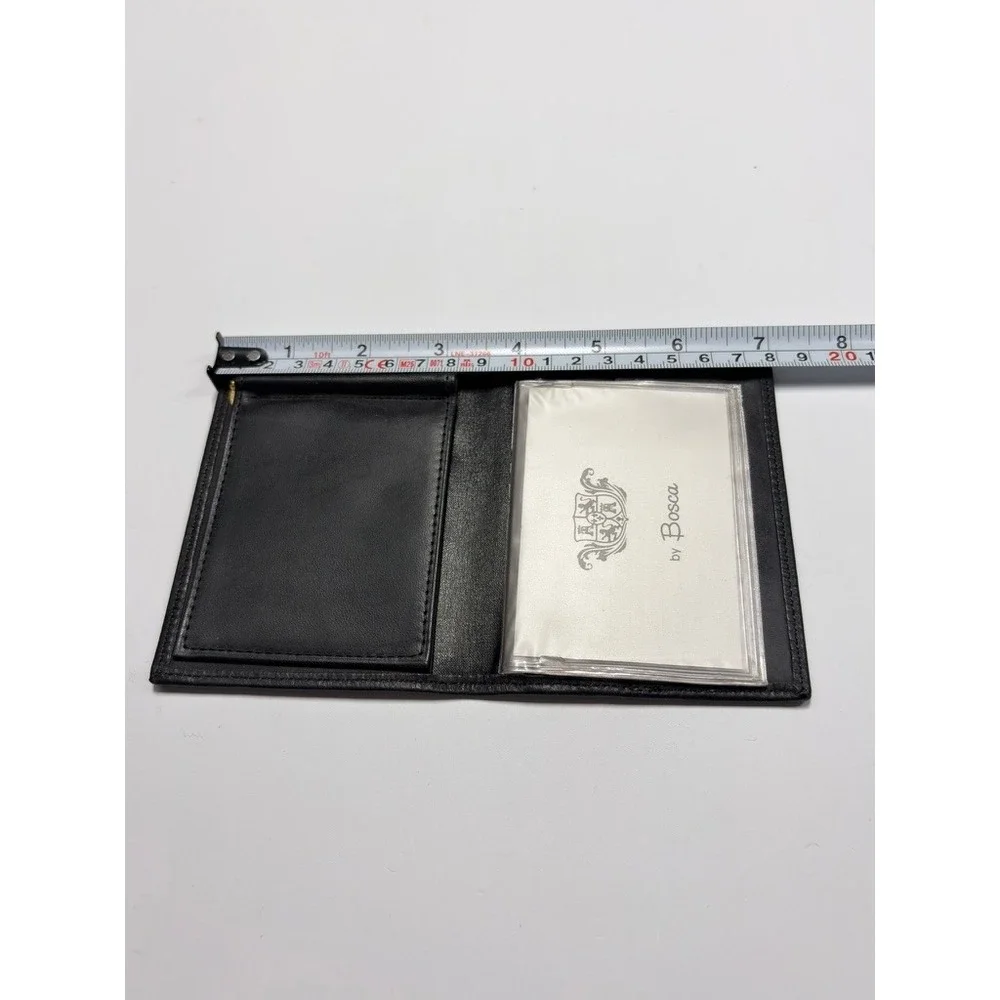 Bosca Saddler Black Real Leather USA Made Money Clip Wallet Removable Passcase